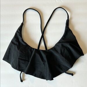 Xhilaration black ruffle bikini swim top size small NWOT